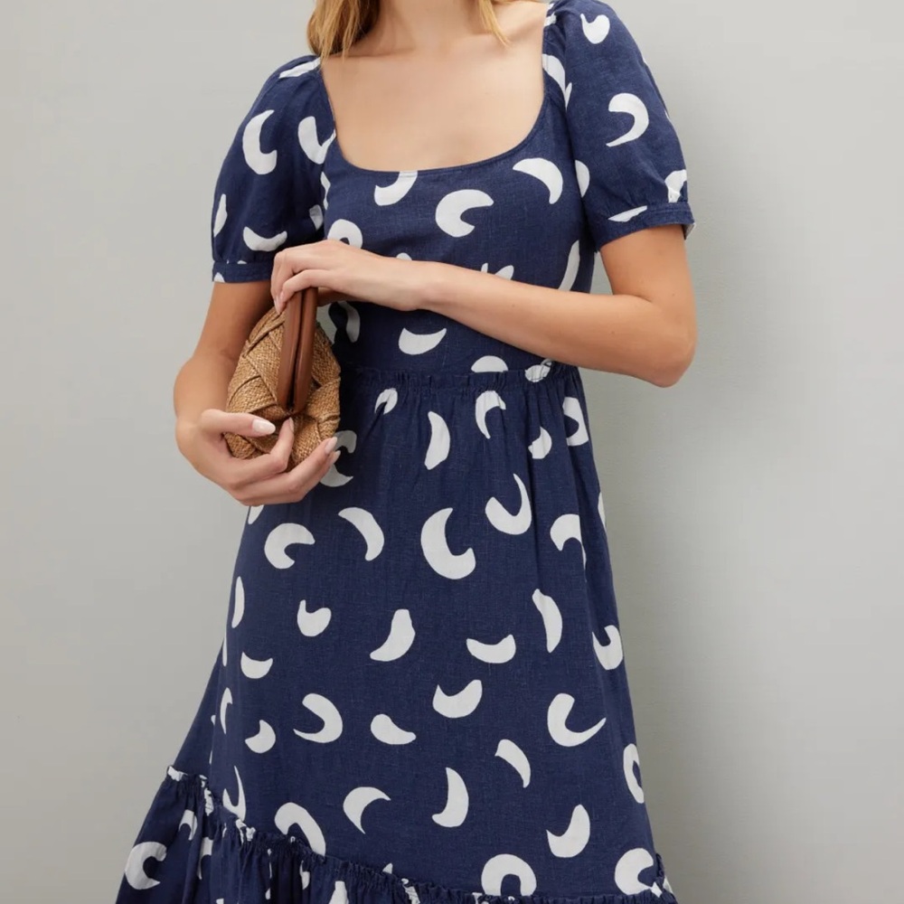 💙NWOT POLO RALPH LAUREN BRUSHSTROKE-MOTIF TIERED LINED DRESS SIZE 10 - Picture 4 of 16